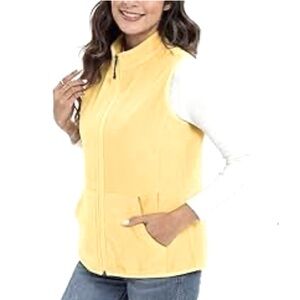 TEK GEAR Butter Yellow Soft Brushed Full Zip Athletic Hooded Vest NWOT